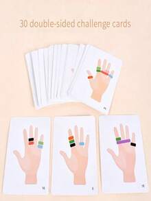 SHEIN 1 Set Early Educational Thinking Training Puzzle Toy For Teenager Fingers Ring Battle Game With Elastic Bands And Bell Interactive Desktop Games Color Recognition Cards (30 Cards, 1 Bell, 50 Elastic Rings),Card Set,Bell For Games,Smart Games