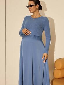 MaterniWear Maternity Work Clothes,Maternity Work Outfits ,Maternity Work Two Pieces Dress,Office,Business Casual Woman Fall Clothes,Autumn Clothes,Maternity Autumn Clothes 2pcs Maternity Elegant Commuter Long Sleeve Top And Slip Dress Set Maternity Blue Dress Blue Midi Dress Maternity Two Pieces Set Blue Blue Maternity Dress Maternity Two Pieces Dress Maternity Two Pieces Sets Pregnancy Dresses Maternity Clothes Two Pieces Suits Nursing Dresses