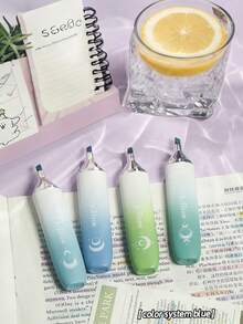 4 Piezas/Set Resaltador con Protección Visual de Color Degradado, Bolígrafo Marcador para Estudiantes, Bolígrafo de Colores para Planificador, Resaltador de Punta Ancha de Gran Capacidad, Vuelta a Clases. - Multicolor - Ver 6