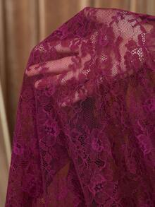 Amorya Áo khoác ren thanh lịch dành cho nữ và váy ôm sát eo, thích hợp mặc hàng ngày vào mùa thu - Màu Đỏ Sâu - Xem 7