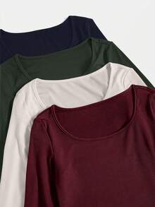 EURMUSE Multi-Color Versatile Layering Knit T-Shirt - Multicolor - View 5