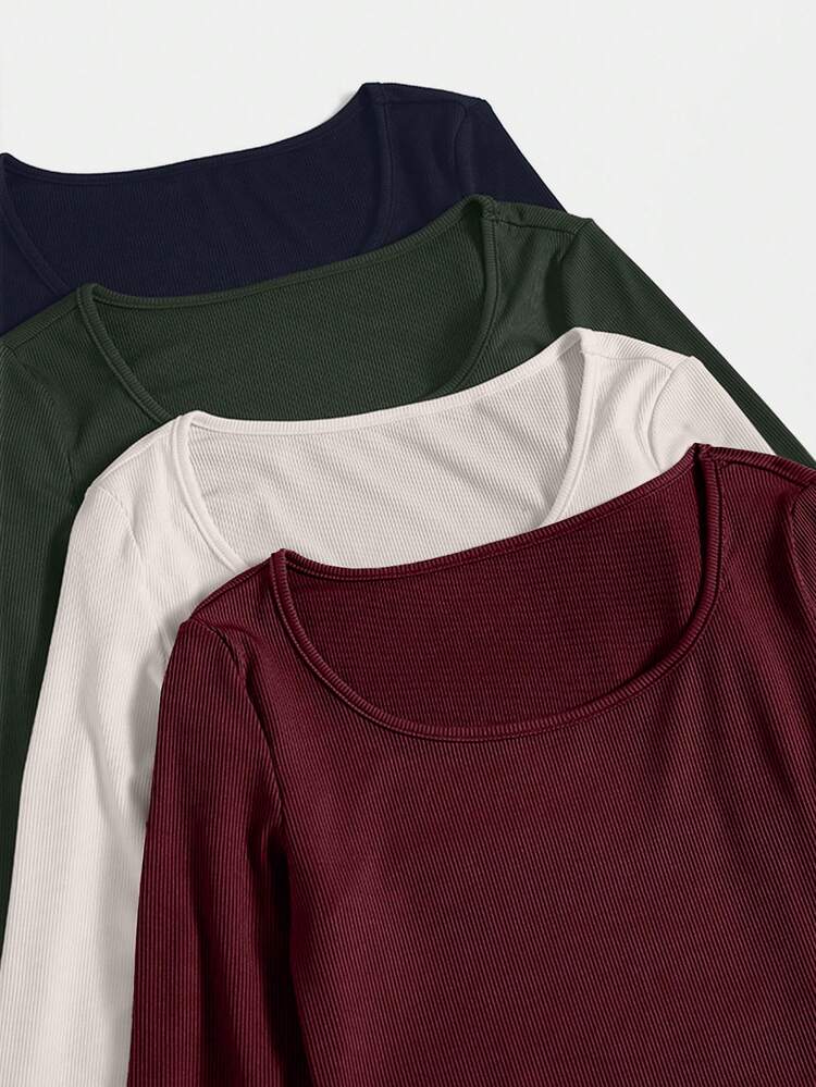 EURMUSE Multi-Color Versatile Layering Knit T-Shirt - Multicolor - View 5
