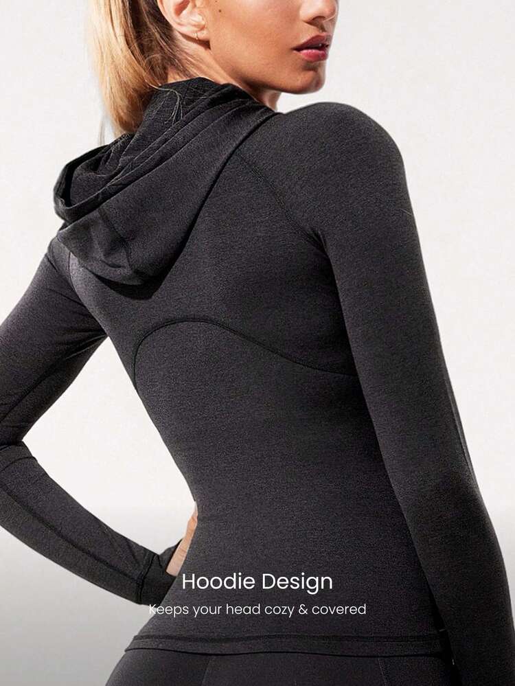 Cozy Contour Soft Stretchy Durable Zipper Side Pockets Slim Fit Zip-Up Jacket Hoodie Yoga Pilates Studio Daily Casual Wear  Spring Summer