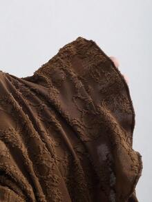 Sweetra 2025 New V-Neck Jacquard Knit Frill Trim Tie Front Long Sleeve Lightweight Jacket - Coffee Brown - View 7