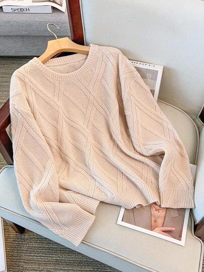 GlowEve CURVE 大码女式菱形纯色休闲套头衫