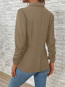 EMERY ROSE Women's Casual Solid Color Single-Button Blazer In Fall/Winter - Army Green - View 2