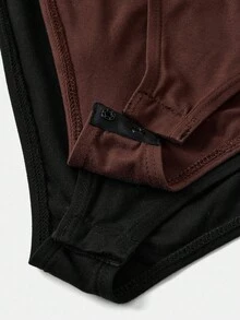 SHEIN Girlism Bộ 2 bộ đồ liền thân màu đen và nâu cổ vuông tay dài màu trơn có nút bấm phía trước cho bé gái tuổi teen, mua 1 tặng 1 - Nhiều màu - Xem 4