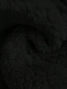 SHEIN LUNE 女士休闲PU拼接人造毛皮口袋外套，秋冬女式外套，黑色羊羔绒外套，泰迪熊外套，秋季女装，棕色外套，女士外套，休闲黑色外套，女士冬季服装，休闲 - 黑色 - 查看 7