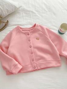 Genkimix Kids Kurtka w jednolitym kolorze z kokardą 3D dla dziewcząt w wieku 1/2 lat