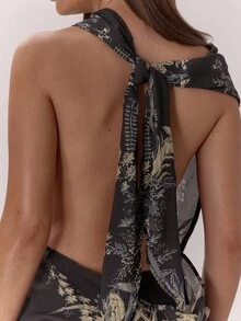 MUSERA Áo kiểu chiffon cổ yếm, lưng thấp, xếp ly, sang trọng, gợi cảm, thích hợp cho buổi tối đi chơi, kỳ nghỉ, mùa thu, nhiều lớp, tiệc tùng, thanh lịch, ngày lễ, tiệc tùng, mùa xuân, mùa hè. - màu đen - Xem 5