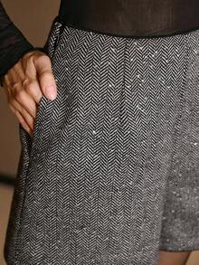 MOTF PREMIUM WOOL SLANT POCKET SHORTS - Grey - View 2