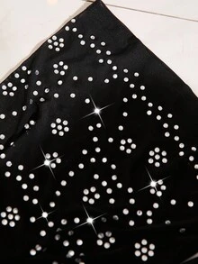 Reflora 大码女式优雅水钻连衣裙，适合秋冬季穿着 - 黑色 - 查看 7