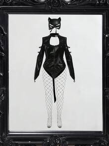 Fantasy Costume 大码时尚性感镂空前内衣 - 黑色 - 查看 1