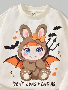 2件套女童印花卫衣+多口袋工装裤 - 彩色 - 查看 4