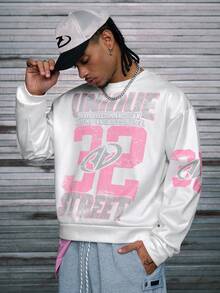 AXEPEAK 男士休闲宽松圆领长袖套头衫，秋冬 - 白色 - 查看 3