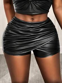 BamGleam Xếp li Quần bó Quần short - màu đen - Xem 1