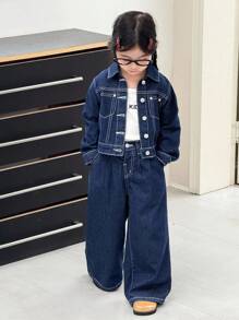 SHEIN 女童（小）牛仔套裝