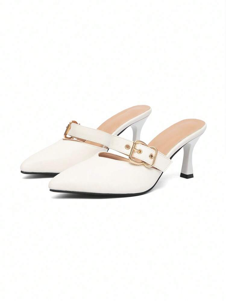 CUCCOO CURVES Plus Size Women's Pointed Toe Low Heel Fashion Strap Buckle Design High-End Ladies High Heel Pumps