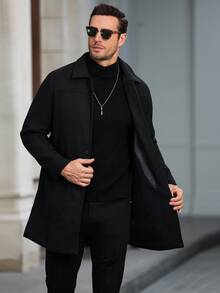 Manfinity CasualCool Áo khoác dài dáng suông dành cho nam giới trưởng thành, phù hợp cho trang phục thường ngày, đi làm, phong cách đường phố, thích hợp cho mùa xuân và mùa thu. Chiếc áo khoác này là một món đồ đa năng không thể thiếu trong tủ quần áo của nam giới, và là một món quà tuyệt vời dành cho bạn trai hoặc chồng. - màu đen - Xem 6