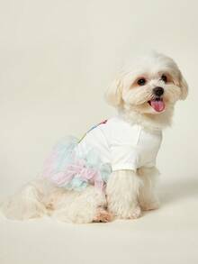 PETSIN váy thêu chữ cho thú cưng cho chó và mèo cho mùa xuân và mùa hè - trắng - Xem 7