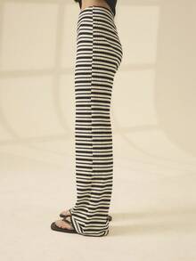 Aralina 女式松紧腰条纹喇叭休闲裤