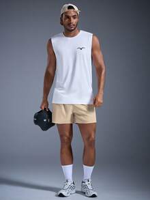 DRIFTMERE Men's Casual Eagle Print Round Neck Loose Tank Top, Summer Spring To Summer - White - View 4