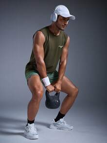 DRIFTMERE Men's Summer Seagull Print Casual Sleeveless Tank Top - Army Green - View 8