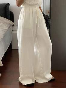 DAZY Women's Loose Casual White Wide Leg Pants, Autumn/Winter New Arrival