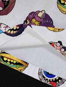 MADBALLS X SHEIN 男士卡通眼球图案圆领短袖T恤 - 白色 - 查看 5
