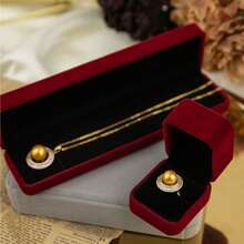 1pc (Give Her A Complete Set Of Romance) Retro Simple Rings, Necklaces, Bracelets, Jewelry, Gold, Jade, Jewelry, Jewelry Sets, High-Grade Flannel Storage Sets, Jewelry Display Props, Wedding Gift Essentials (Red, Gray Optional) Valentine's Day Back To School - 彩色 - 查看 9