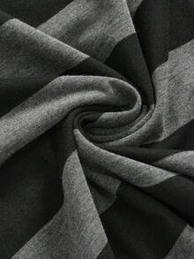 ROMWE Sweat-shirt-shirt oversize décontracté à manches raglan rayées - Noir - Voir 4
