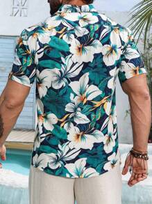 Manfinity RSRT Men Floral Printed Button Up Colorful Short Sleeve Shirt For Summer, Vacation, Boyfriend Gift, Beach - Multicolor - View 2