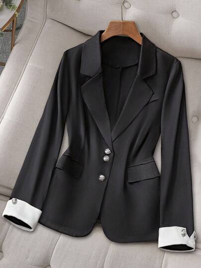 GlowEve CURVE Plus Size Women's Elegant Casual OL Style Button Blazer Fall Cloth For Women Autumn