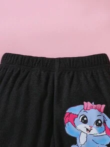 Perso Play 2pcs Girls Autumn/Winter Set, Naughty Rabbit Print Sweatshirt + Pants Fall