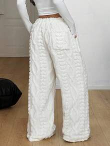 Coolane 女式米色仿皮草内衬抽绳保暖裤，秋冬 - 米色 - 查看 2