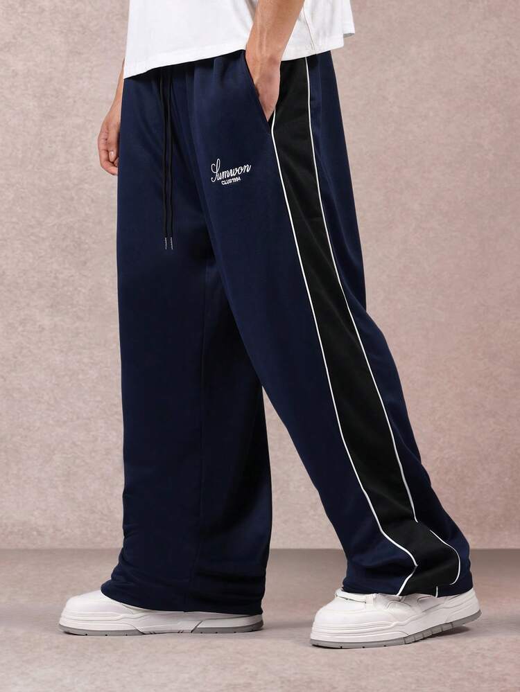 Wide Leg Track Pants With Side Stripe Design