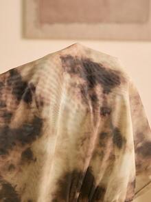 Bluhae Women's Autumn Knitted Elastic Mesh Tie-Dye Print Asymmetric Ruched Off Shoulder/Asymmetrical Shoulder Long Sleeve Casual Sexy T-Shirt Fall Cloth For Women - Multicolor - View 7