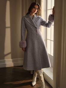 MOTF PREMIUM WOOL DOUBLE BREASTED OVERCOAT - Mauve Purple - View 6