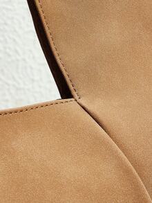 SHECARRY Fashionable Versatile Casual Patchwork Shoulder Tote Bag - Apricot - View 6