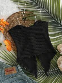 SHEIN Tween Girl Twist Front Ruched Crop Cami Top, Casual Beach Vacation Wear