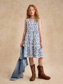 Tween Girl Denim Jacket & Floral Dress Set