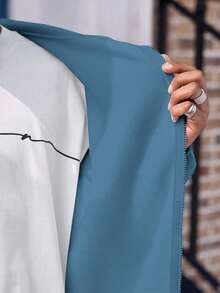 Manfinity Dauomo Sweatshirt Hoodie Lengan Panjang Pria Warna Polos Kasual Serbaguna untuk Sehari-hari, Musim Gugur - Teal Blue - View 5