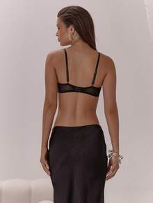 MUSERA Áo bralet ren lưới có gọng, móc cài, sang trọng, gợi cảm, thích hợp cho buổi tối đi chơi, kỳ nghỉ, tiệc tùng, mùa xuân hè. - màu đen - Xem 2