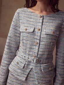 MOTF PREMIUM Váy vải tuýt có thắt lưng - màu đen - Xem 2