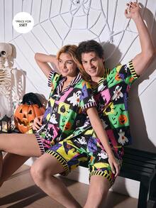 CoupledUp 万圣节泡泡皱开衫男士睡衣套装 - 彩色 - 查看 6