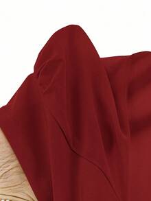 Franclia Đầm suông tay ngắn cổ vuông cài nút phía trước, thắt lưng thanh lịch - Đỏ - Xem 6