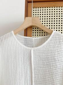 INAWLY 纯色蝙蝠袖休闲宽松夏季T恤 - 白色 - 查看 3