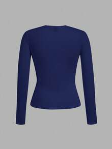 SHEIN EZwear Set 3 bucăți/set de femei mărime plus, cu guler rotund, casual, strâmt, cu mânecă lungă, potrivit pentru toamnă/iarnă