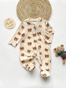 新生女婴可爱休闲卡通图案针织长袖睡衣