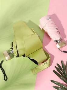 SHEIN 1 把迷你旅行遮阳伞，带保护套，小巧紧凑，防紫外线，轻便防风，适合徒步旅行